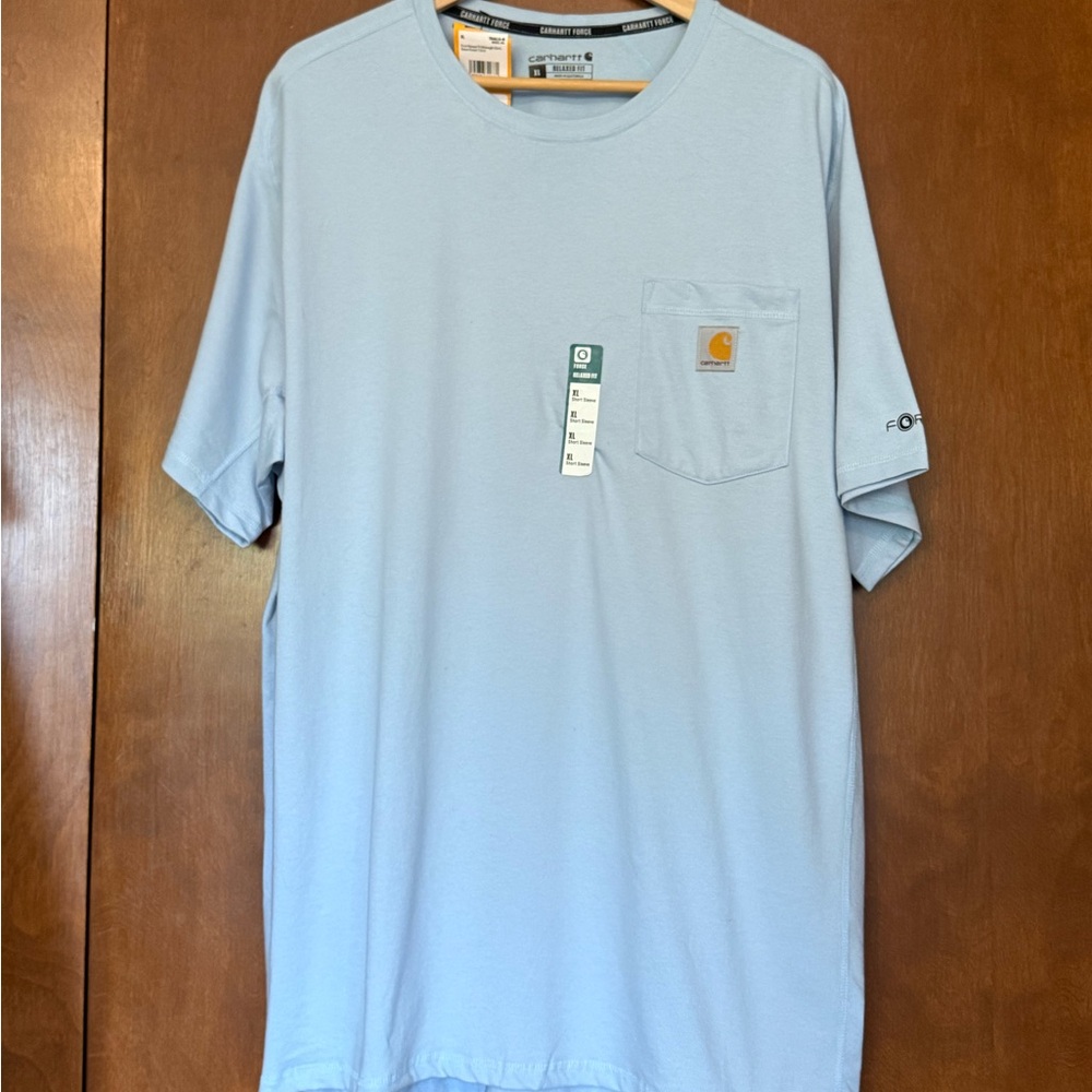 NWT Carhartt  XL  Force Relaxed Fit Short Sleeve Pocket T-shirt Light Blue